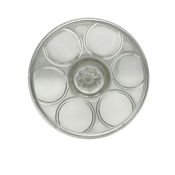 Vintage Clear Glass Round 10" 8 Drink Tumbler Serving Caddy with Handle - Picture 4 of 4